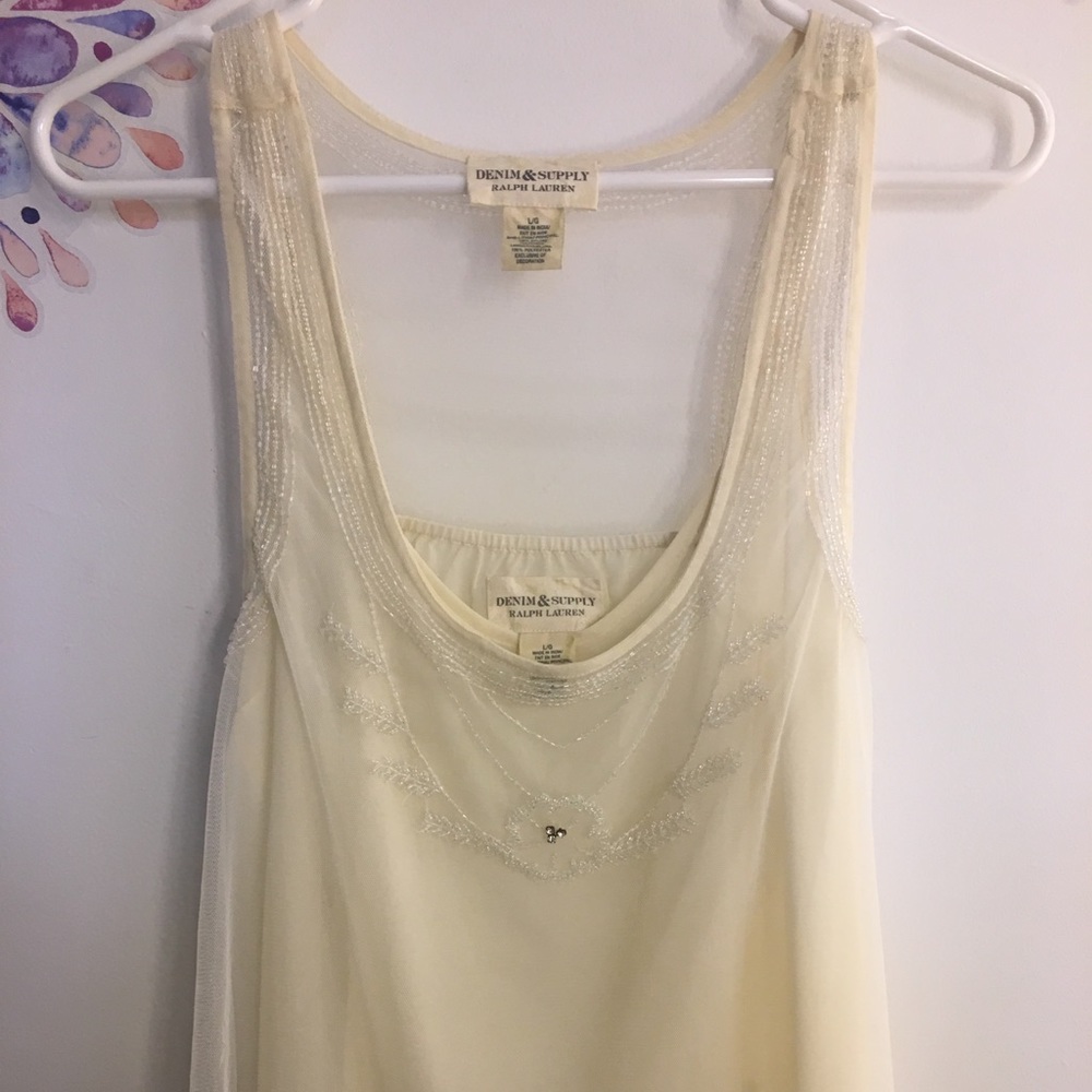Denim & supply beaded mesh tank L